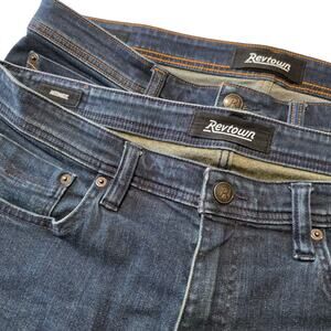 Lot 2 Revtown Jeans Mens 36×30 Blue Denim Automatic Straight Stretch Denim